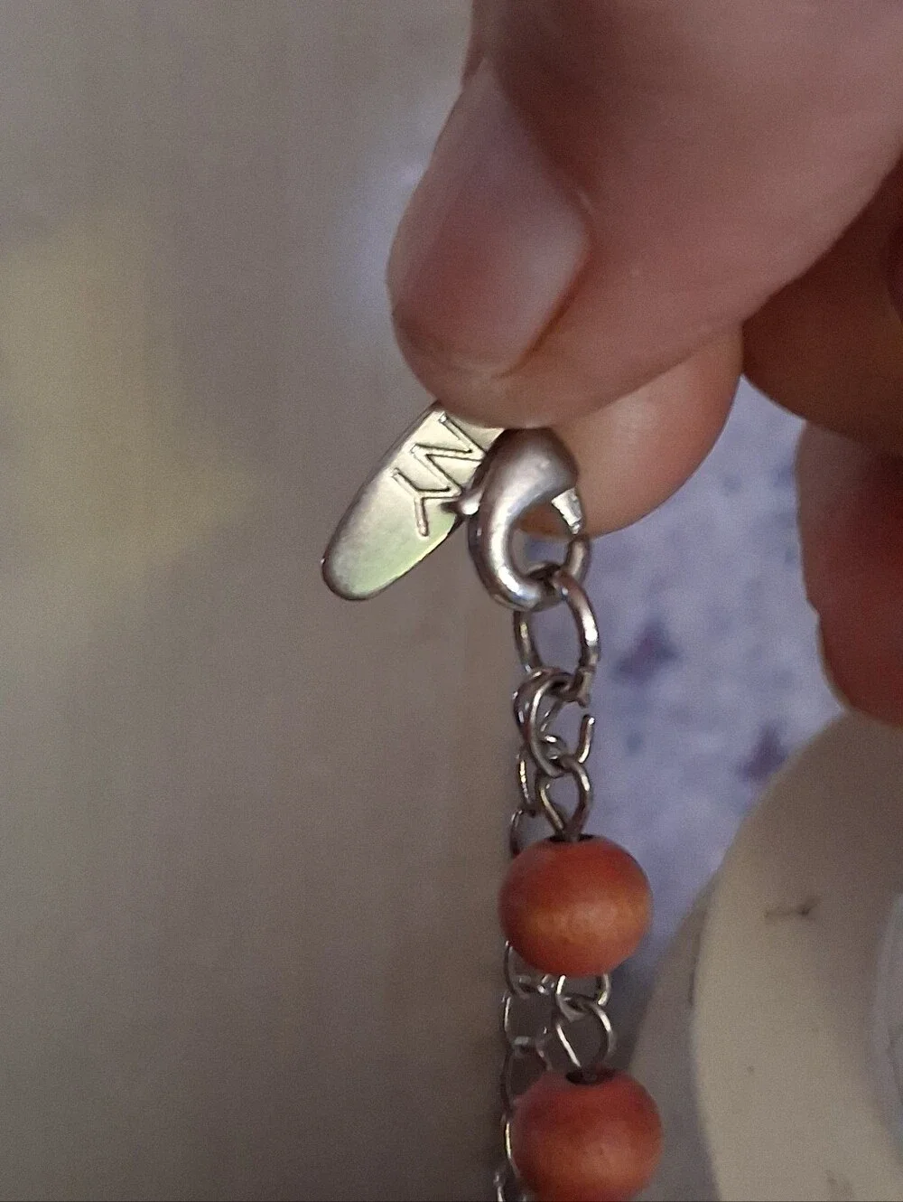 Handcrafted Orange Cream Shell Link Necklace - Unbranded